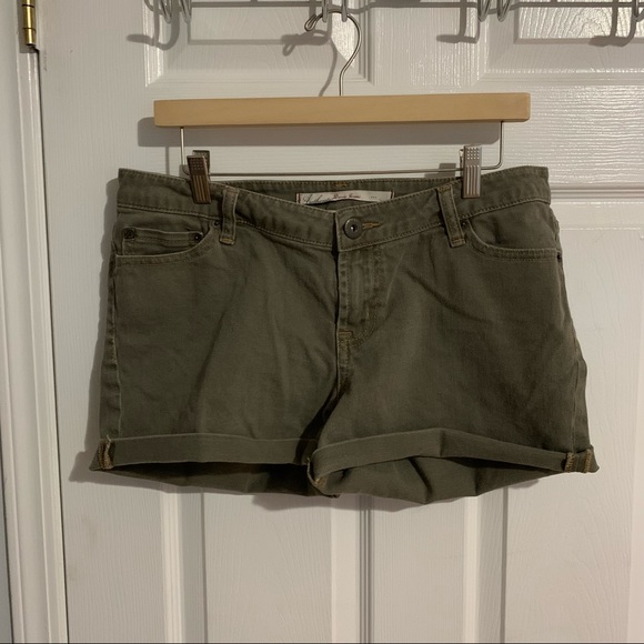 Olive Denim Shorts - Picture 1 of 3